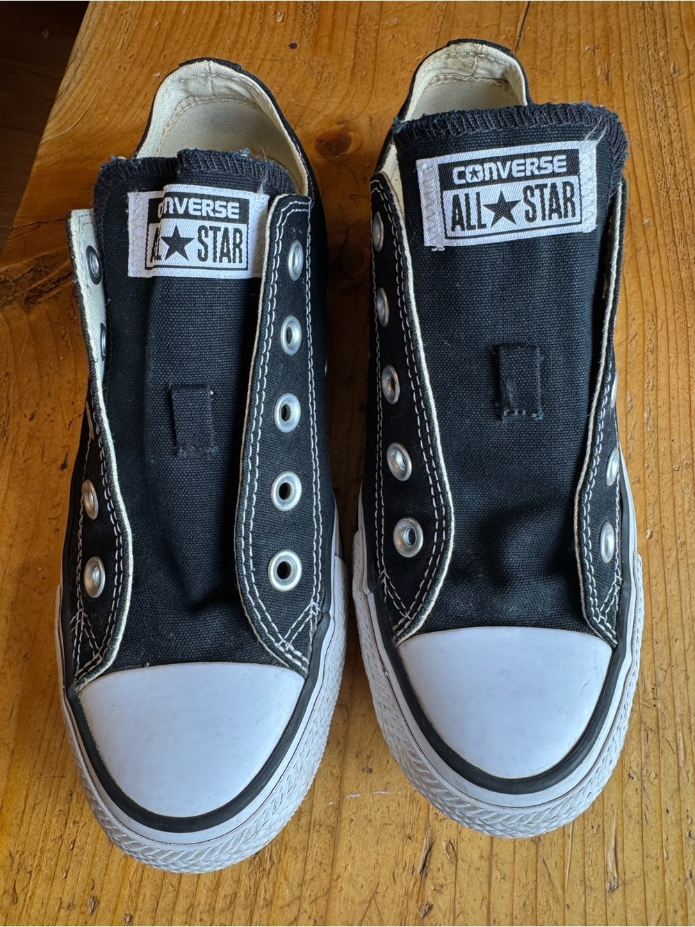 Converse Women’s Black & White Low Top All Star Sneakers No Laces